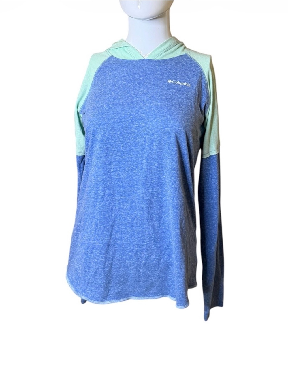 Columbia Two-Tone Blue and Mint Hooded Long Sleeve